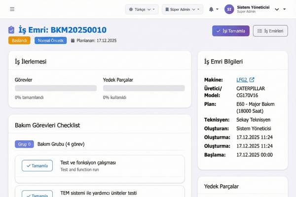 Planlı Bakım Yönetimi - Otomatik Bakım Planlaması ve İş Emri Sistemi