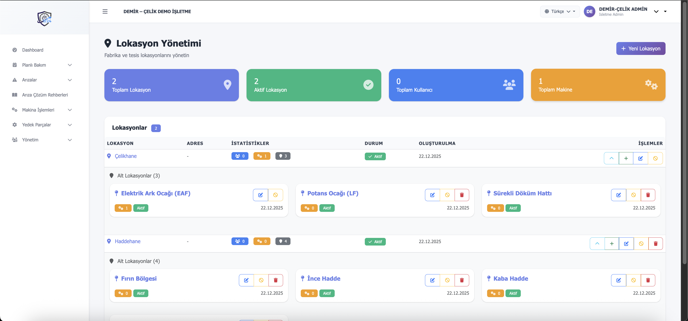 Lokasyon istatistikleri